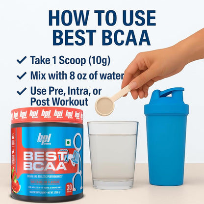 BPI Sports Best BCAA Powder – Watermelon Ice, 30 Servings | Muscle Recovery & Hydration