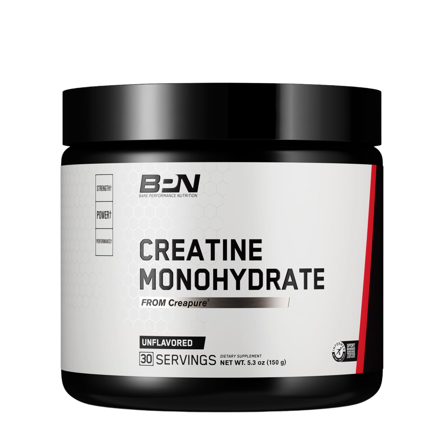 BPN Pure Creatine Monohydrate Powder with Creapure — 5g per Serving, 30 Servings, Unflavored