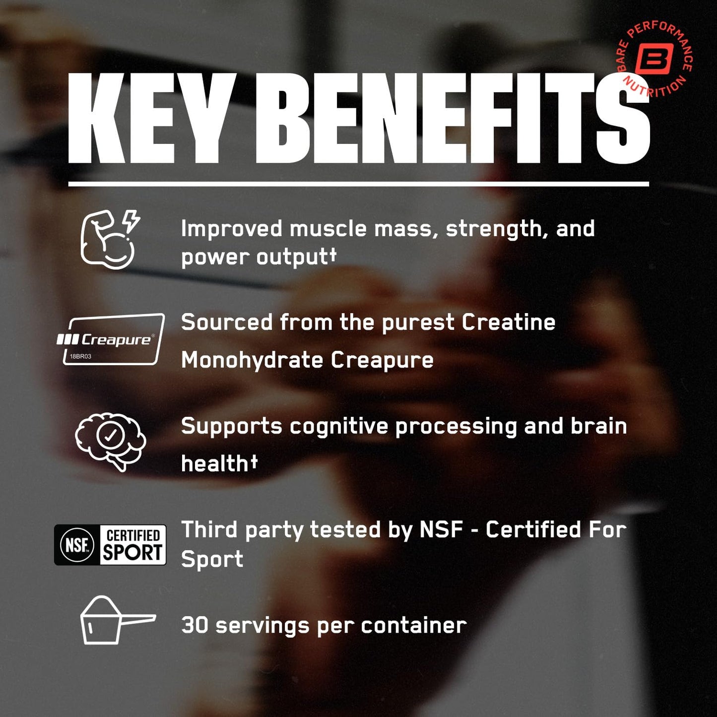 BPN Pure Creatine Monohydrate Powder with Creapure — 5g per Serving, 30 Servings, Unflavored