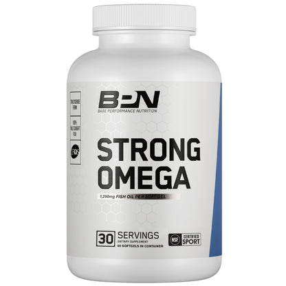 BARE PERFORMANCE NUTRITION BPN Strong Omega Fish Oil Soft Gel – 1290mg per Capsule, Wild-Caught, IFOS Certified