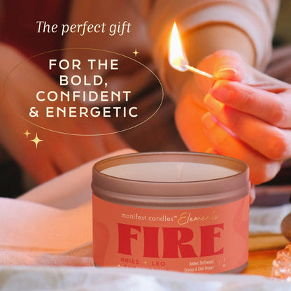 Zodiac Fire Candle for Women – Aries, Leo & Sagittarius with Crystals Inside