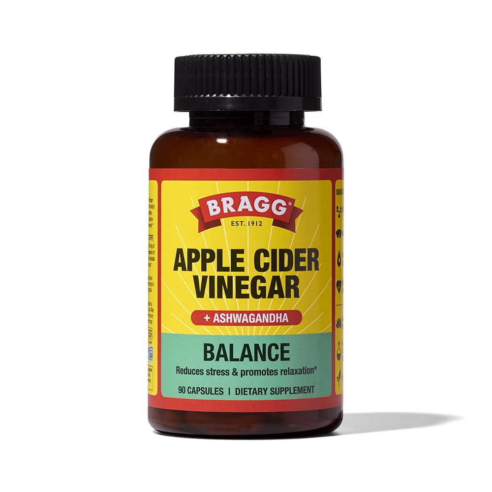 Bragg Daily Balance ACV + Sensoril Ashwagandha Capsules - 750mg Acetic Acid, 90 Pills