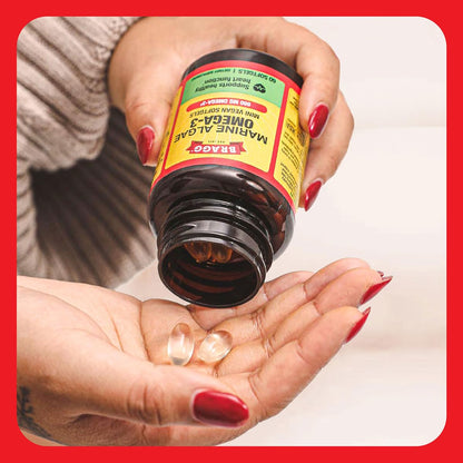 Bragg Omega-3 Vegan Softgels with DHA & EPA – Marine Algae, Eye & Brain Health