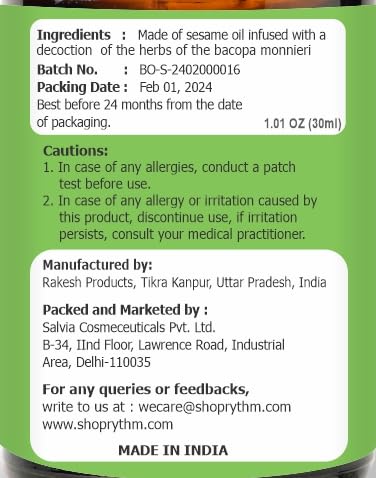 Brahmi (Piper Nigrum) Essential Oil - Pure & Natural, Undiluted - 30 ML | Aromatherapy & Massage