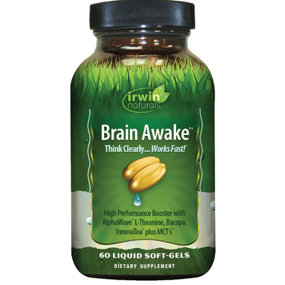 Irwin Naturals Brain Awake - 60 Liquid Softgels | Enhanced Focus, Clarity & Mental Performance