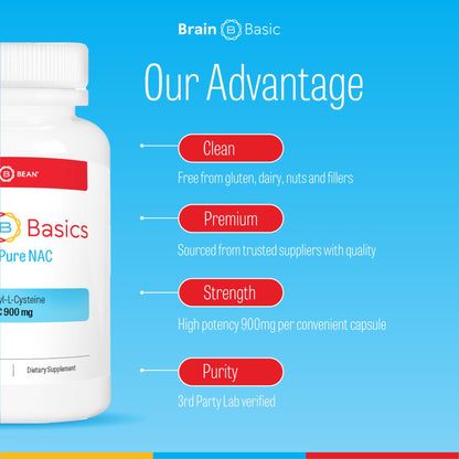Brain Basics Ultra NAC | Glutathione Precursor for Brain, Liver Health & Immune Support | 90 Servings