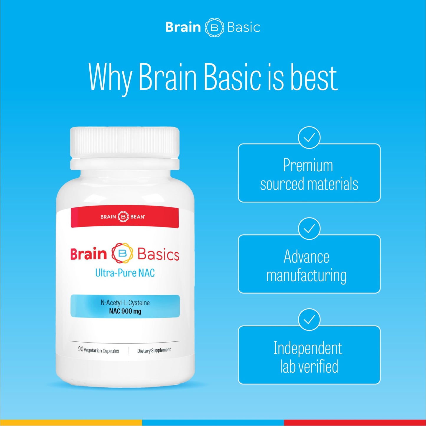 Brain Basics Ultra NAC | Glutathione Precursor for Brain, Liver Health & Immune Support | 90 Servings