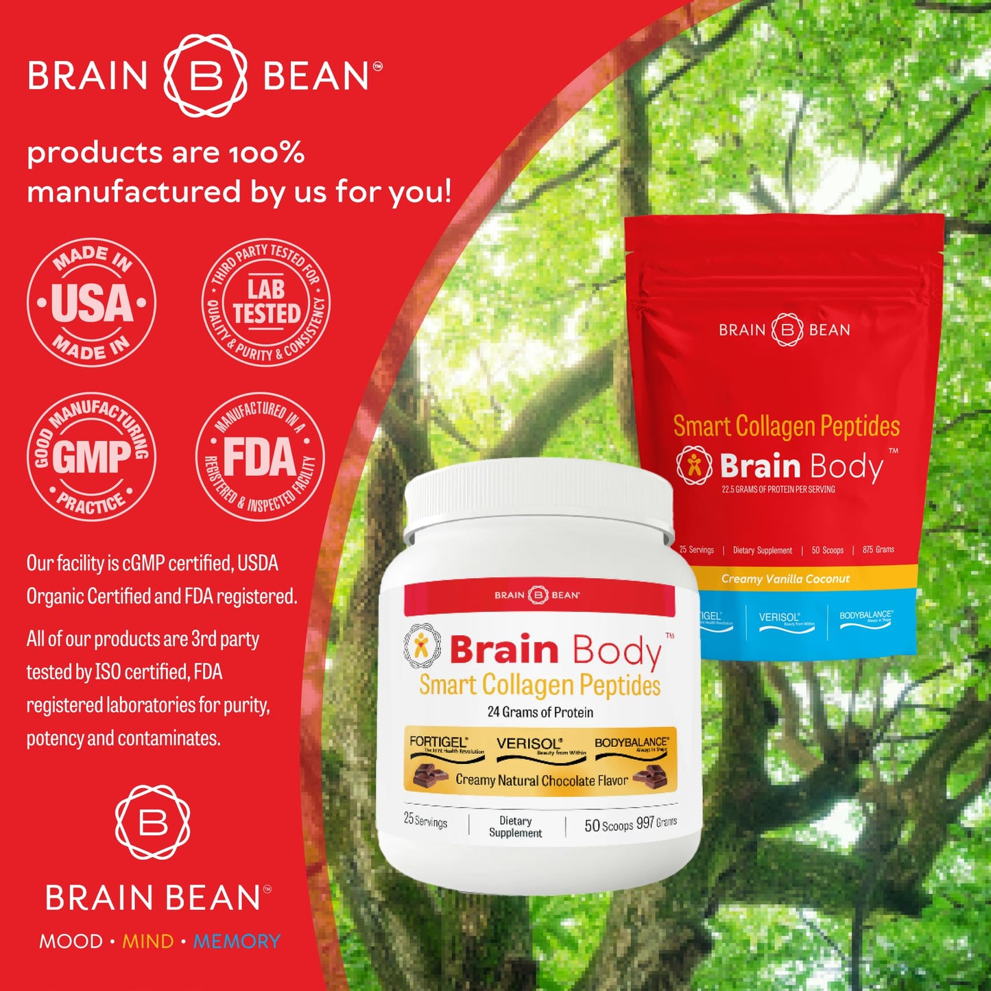 Brain Body Collagen Peptides Powder – Vanilla Coconut, 875g | Hair, Skin, Nails & Joint Health