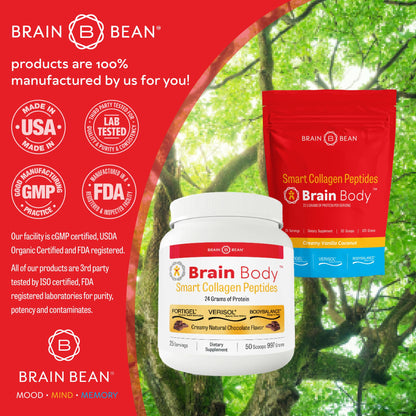 Brain Body Collagen Peptides Powder – Vanilla Coconut, 875g | Hair, Skin, Nails & Joint Health