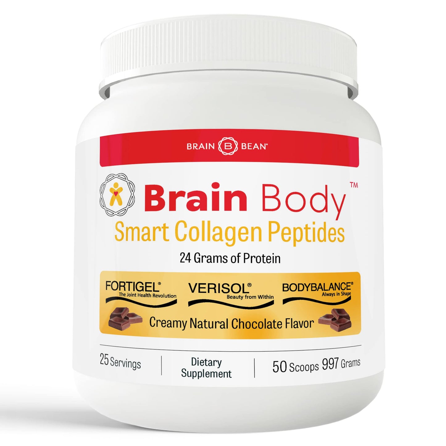 Brain Body Collagen Peptides Powder – Creamy Natural Chocolate 997g