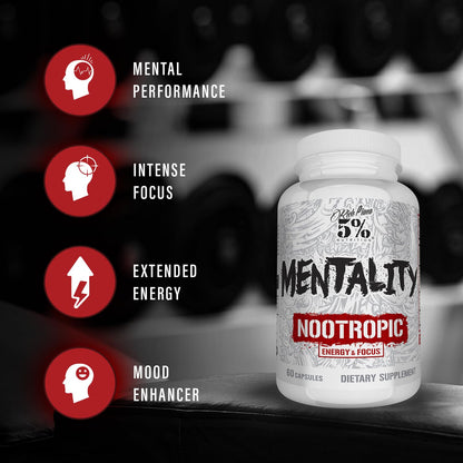 5% Nutrition Rich Piana Mentality Nootropic Blend – Brain Booster (60 Capsules)