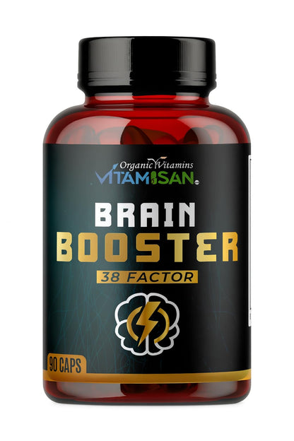 Brain Booster 38 Factor – Premium Nootropic with Adaptogens, Mushrooms & Vitamin B3 | 90 Capsules
