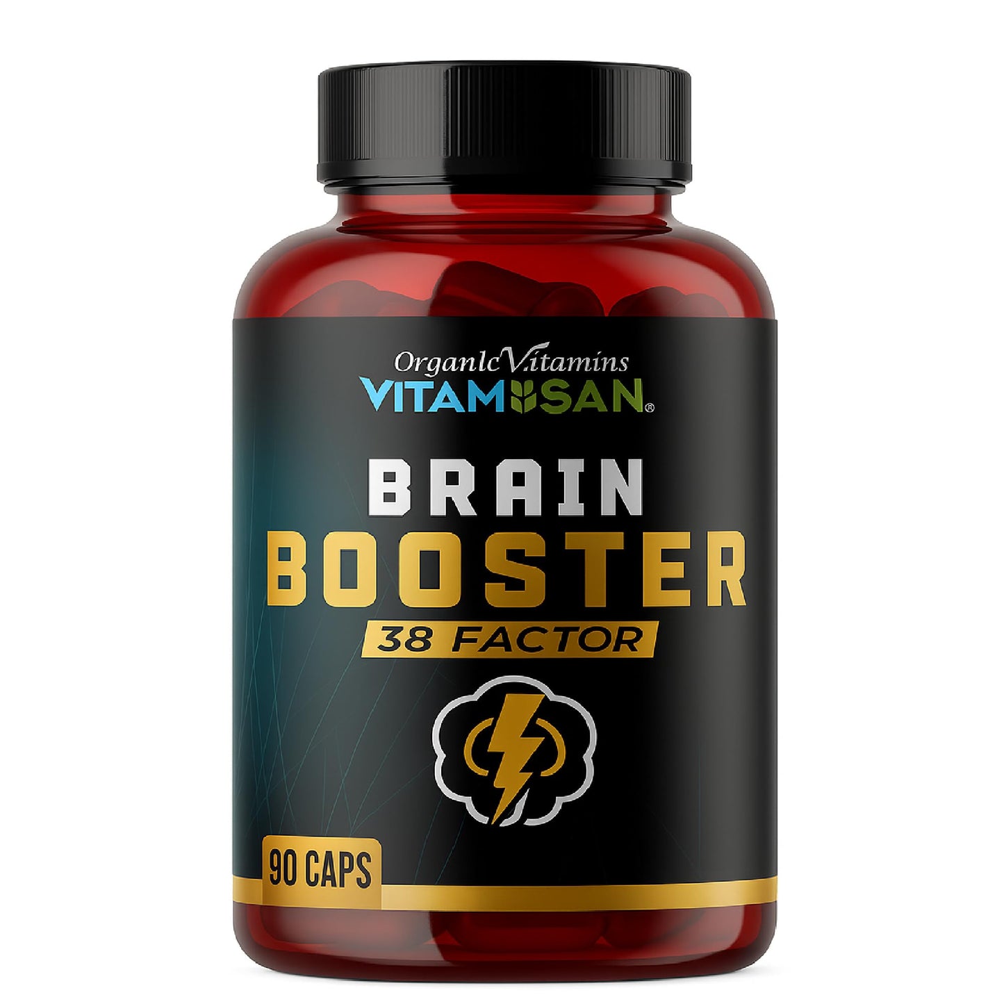 Brain Booster 38 Factor – Premium Nootropic with Adaptogens, Mushrooms & Vitamin B3 | 90 Capsules