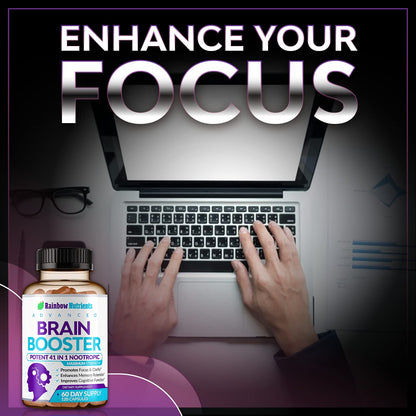 40-in-1 Brain Booster for Memory, Focus & Clarity | Natural Nootropic Brain Support with DMAE, Bacopa Monnieri – 120 V Capsules