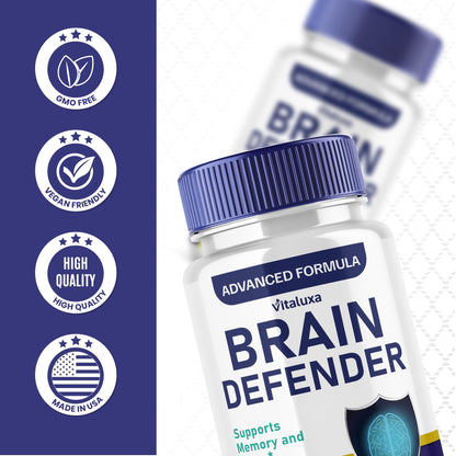 Brain Defender Supplement – Focus & Memory Nootropic Capsules (60 Count)