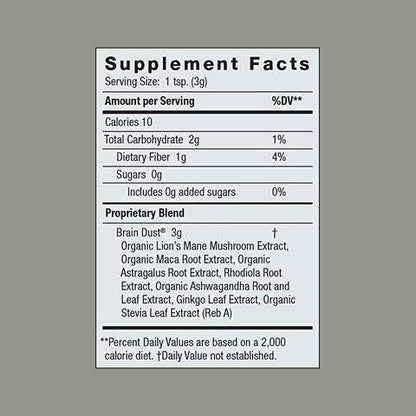 Moon Juice Brain Dust - Adaptogenic Mushroom Support for Focus, Memory & Clarity | Lion’s Mane, Ginkgo Biloba & Ashwagandha - Caffeine-Free, Vegan - 1.5 oz BritishVita | Premium UK Vitamins & Wellness Supplements