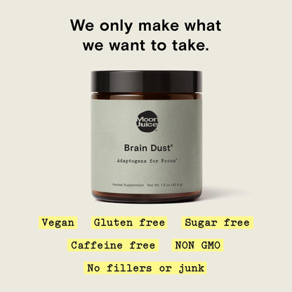 Moon Juice Brain Dust - Adaptogenic Mushroom Support for Focus, Memory & Clarity | Lion’s Mane, Ginkgo Biloba & Ashwagandha - Caffeine-Free, Vegan - 1.5 oz BritishVita | Premium UK Vitamins & Wellness Supplements