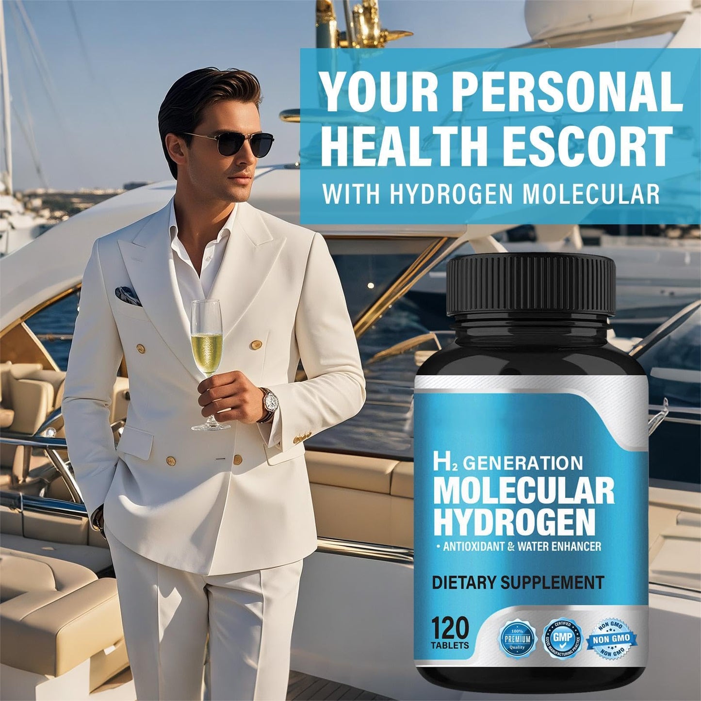 Hydrogen Water Tablets 12 ppm with Magnesium – Supports Brain Health & Cognitive Function | 120 Count (Pack of 1)