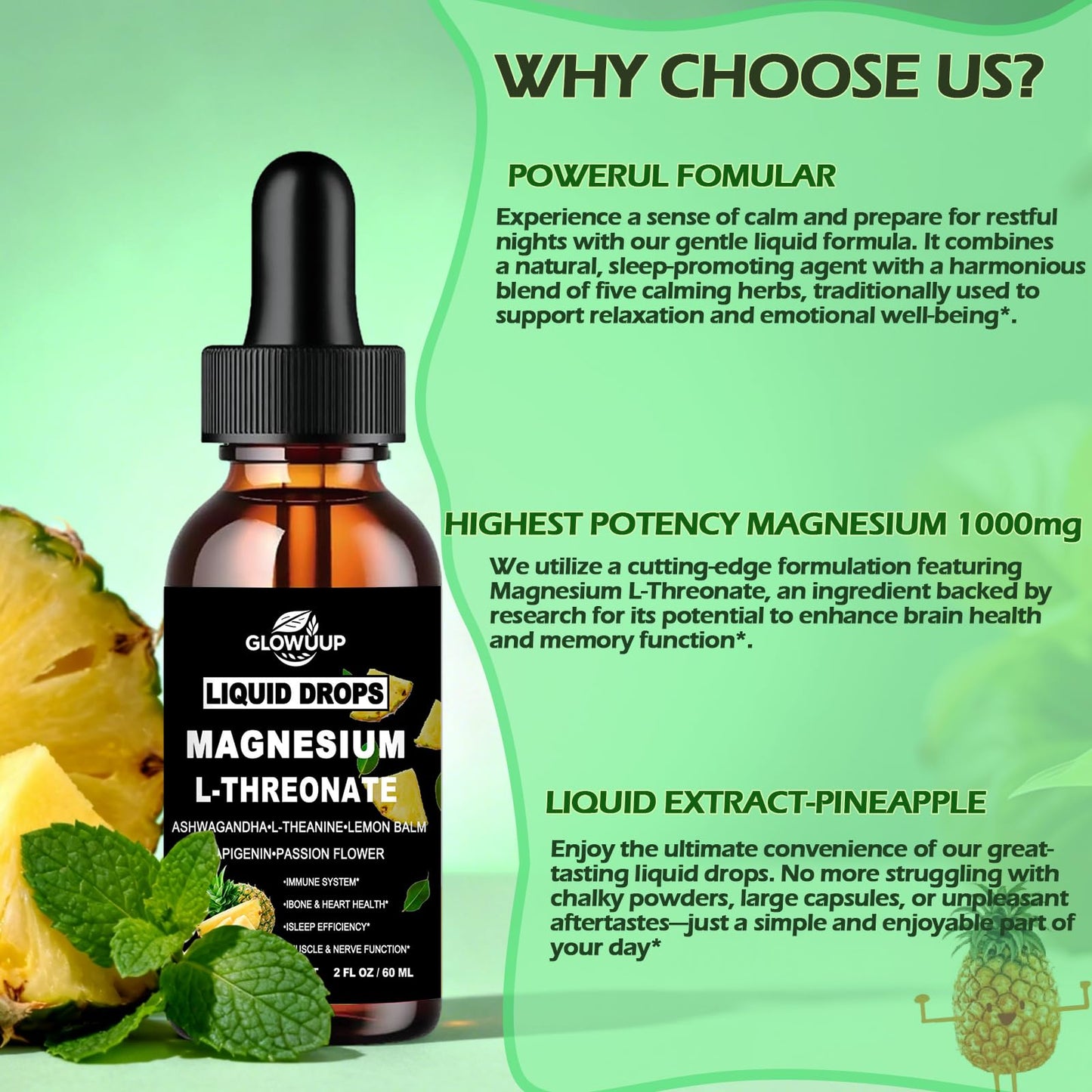 Magnesium L-Threonate Liquid Drops 1000 mg – Sleep, Memory & Brain Support | Fast Absorption