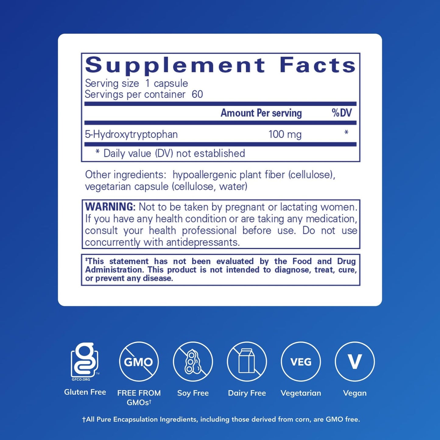 Pure Encapsulations 5-HTP 100 mg – Brain Health, Sleep & Appetite Support | Gluten Free & Non-GMO | 60 Capsules