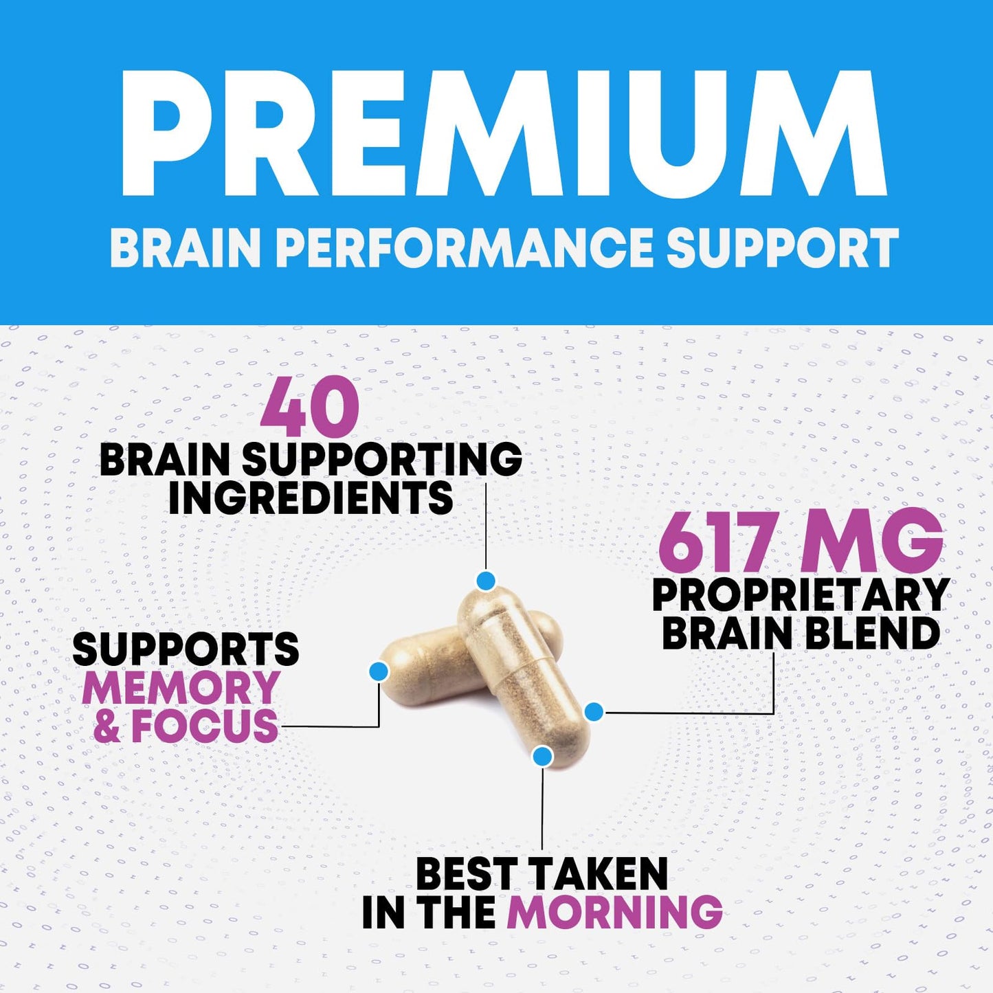 Brain Memory Supplement Pills – 3X Strength Nootropics for Focus (180 Capsules) | Bacopa, Phosphatidylserine & DMAE