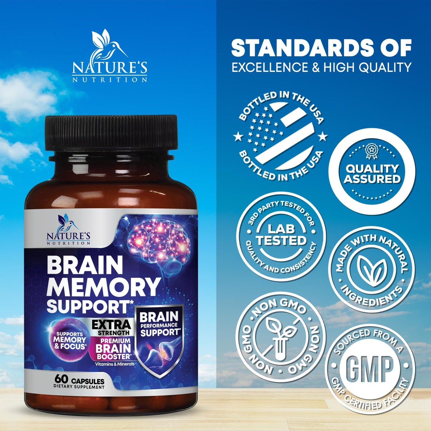 Brain Memory Supplement Pills - 3X Strength Nootropics for Concentration, Clarity & Focus