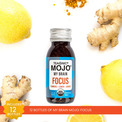 TEAONIC My Brain Mojo Focus Wellness Shots – Vegan, Gluten-Free, Non-GMO (12 x 2 fl oz)