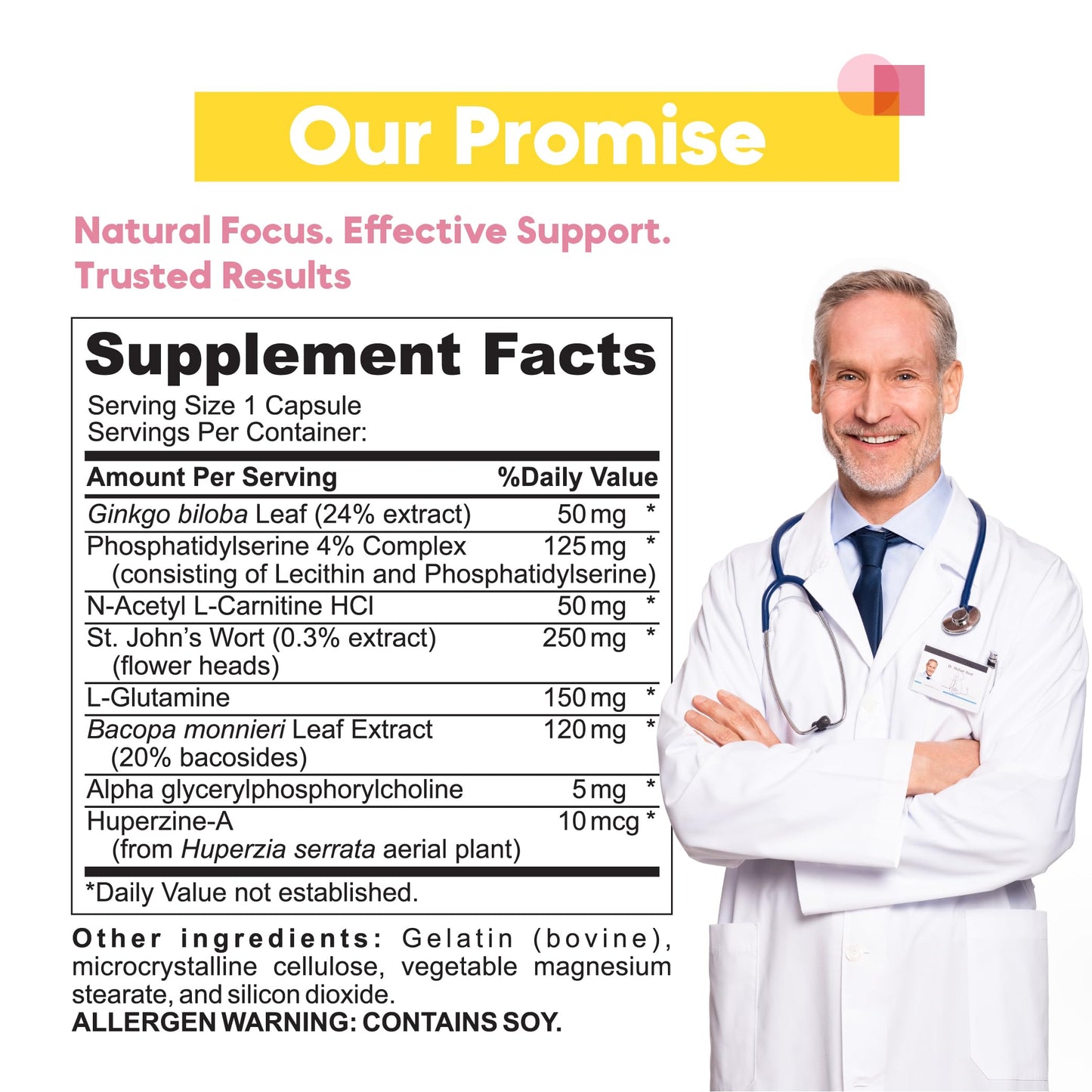 Memory & Focus Nootropic – Brain Matrix with Ginkgo Biloba & Huperzine A | Vegan, Caffeine-Free
