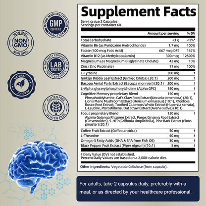 25 in 1 Brain Supplement for Memory, Focus & Neuro Health | Daily Nootropic Capsule