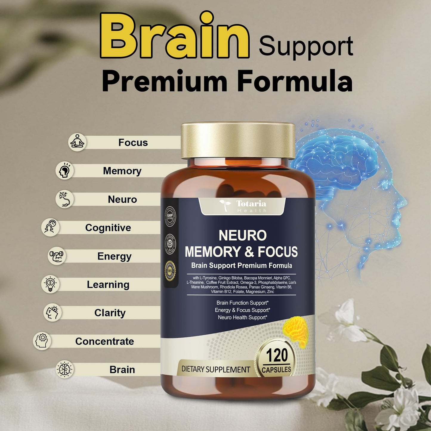 25 in 1 Brain Supplement for Memory, Focus & Neuro Health | Daily Nootropic Capsule