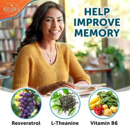 Brain Supplement - 120 Vegan Capsules | Nootropic for Memory, Focus & Cognitive Function - NextGenU