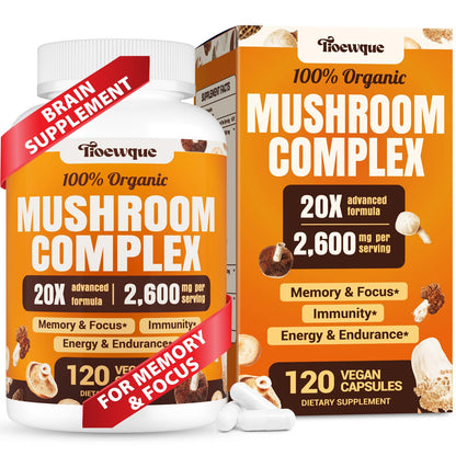 20-in-1 Mushroom Complex for Brain & Focus | Lion's Mane & Reishi
