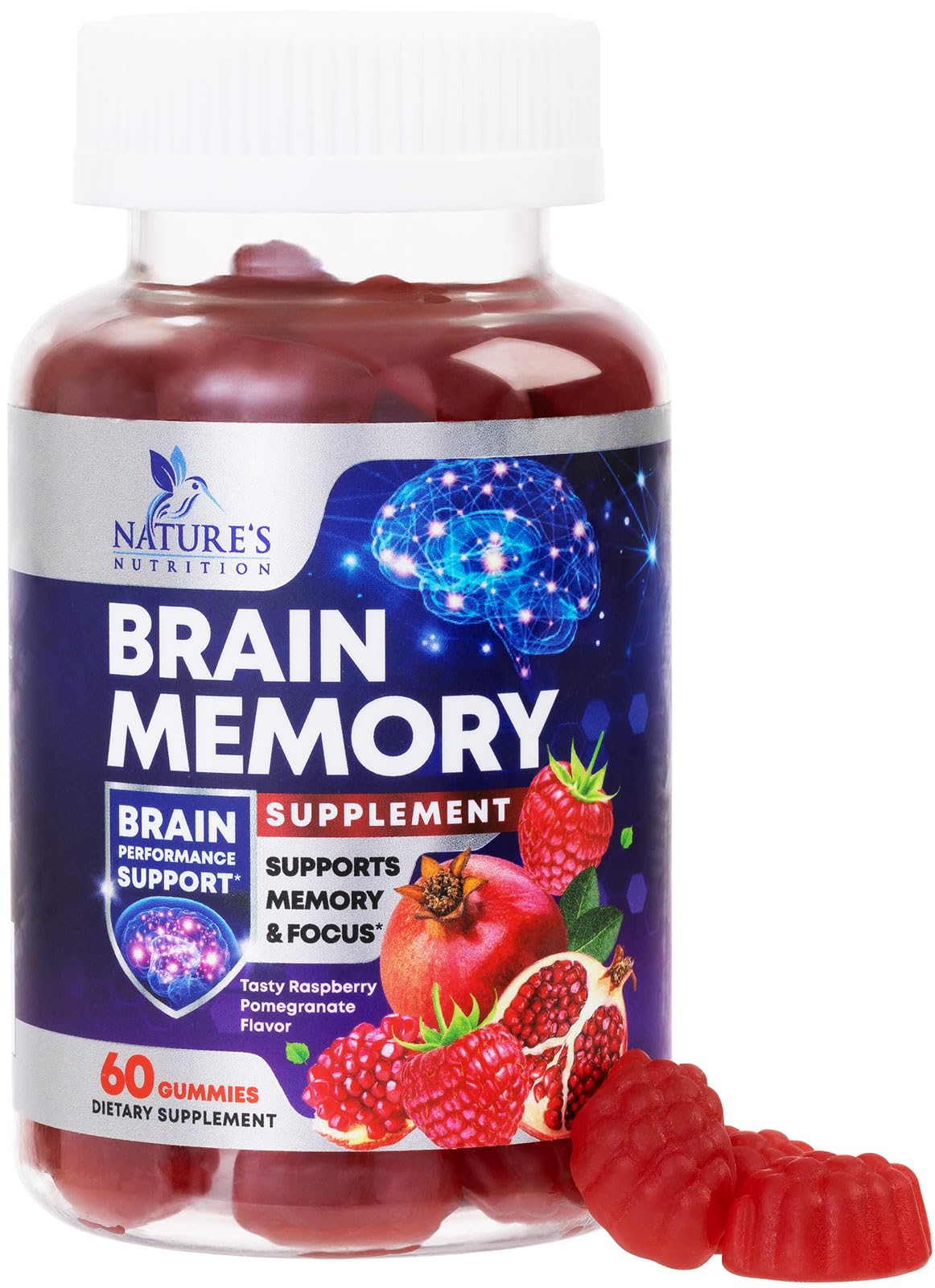 Brain Supplements for Memory & Focus Gummies - 60 Vegan Gummies | Nature's Nutrition