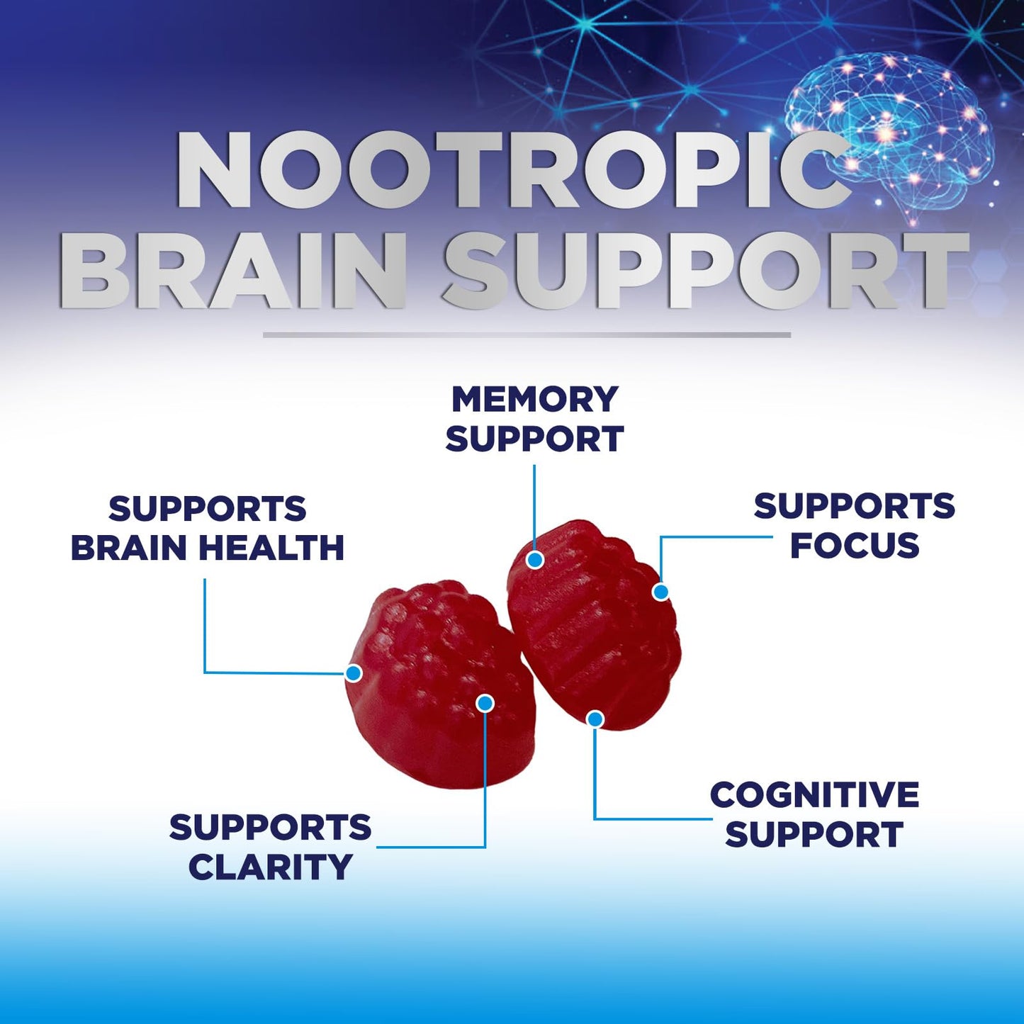 Brain Supplements for Memory & Focus Gummies - 60 Vegan Gummies | Nature's Nutrition