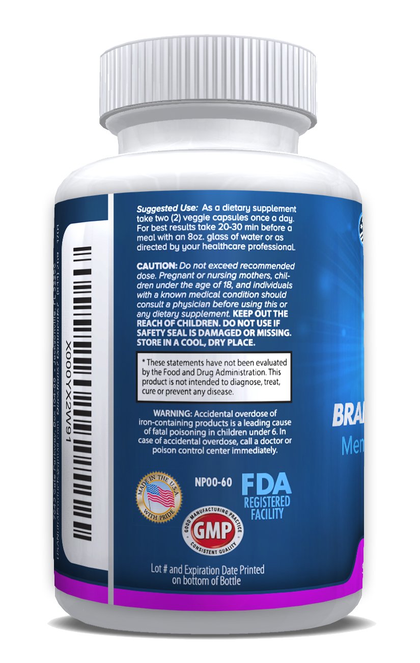 Brain Support Plus – Brain Supplement for Memory, Focus & Clarity | 1000mg, 60 Capsules, Made in USA