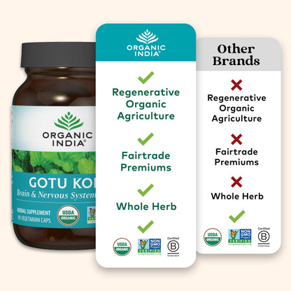 Organic India Gotu Kola - Centella Asiatica | Brain Support, 90 Caps