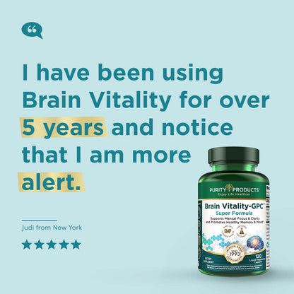 Purity Products Brain Vitality GPC Super Formula - Acetyl L-Carnitine + Alpha GPC + Phosphatidylserine - 120 Caps