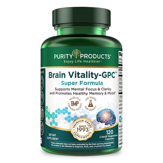 Purity Products Brain Vitality GPC Super Formula - Acetyl L-Carnitine + Alpha GPC + Phosphatidylserine - 120 Caps BritishVita | Premium UK Vitamins & Wellness Supplements