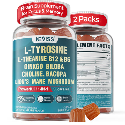 11-IN-1 Brain Supplement for Memory & Focus - 2 Packs | Neviss