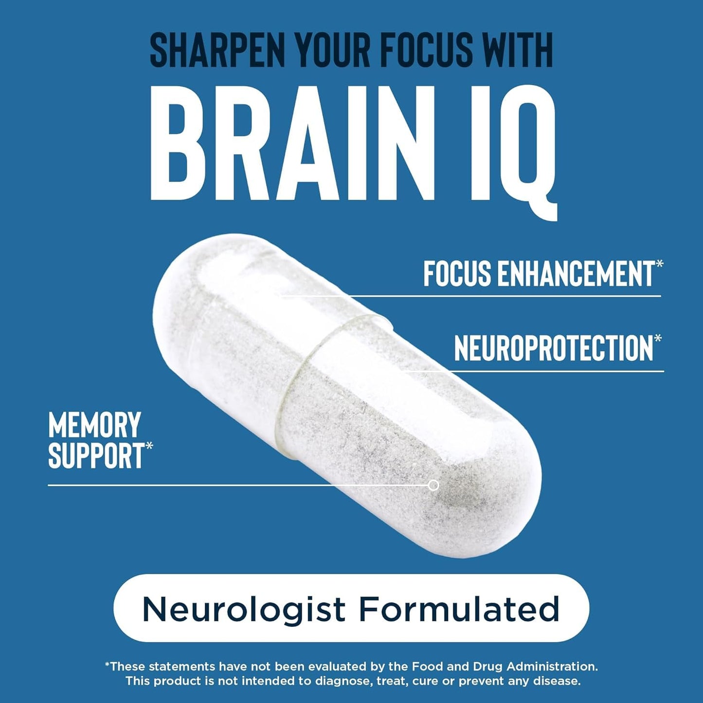 Relaxium BrainIQ Nootropic - Memory & Cognitive Support | Lion's Mane, L-threonine & Coffee Extract | 60 Count