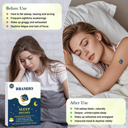BRAMHO Sleep Patches – Plant-Based Sleep Aid with Melatonin, Magnesium & Sour Cherry (2 Box, 120 Count)