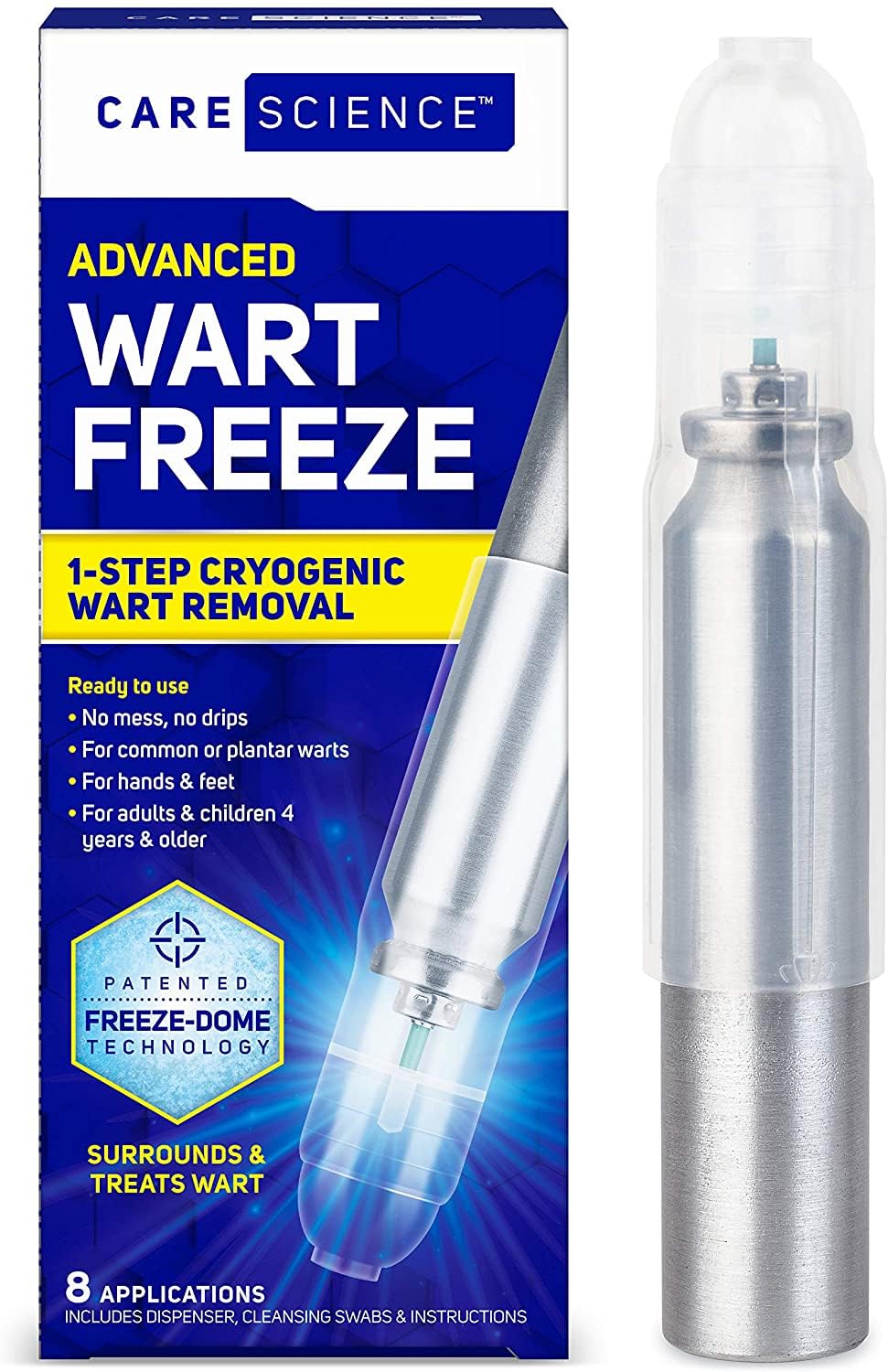 Care Science Wart Remover Freeze — 8 Applications | 1-Step Wart Removal for Common Warts (Hands, Elbows, Knees, Feet) | brand
