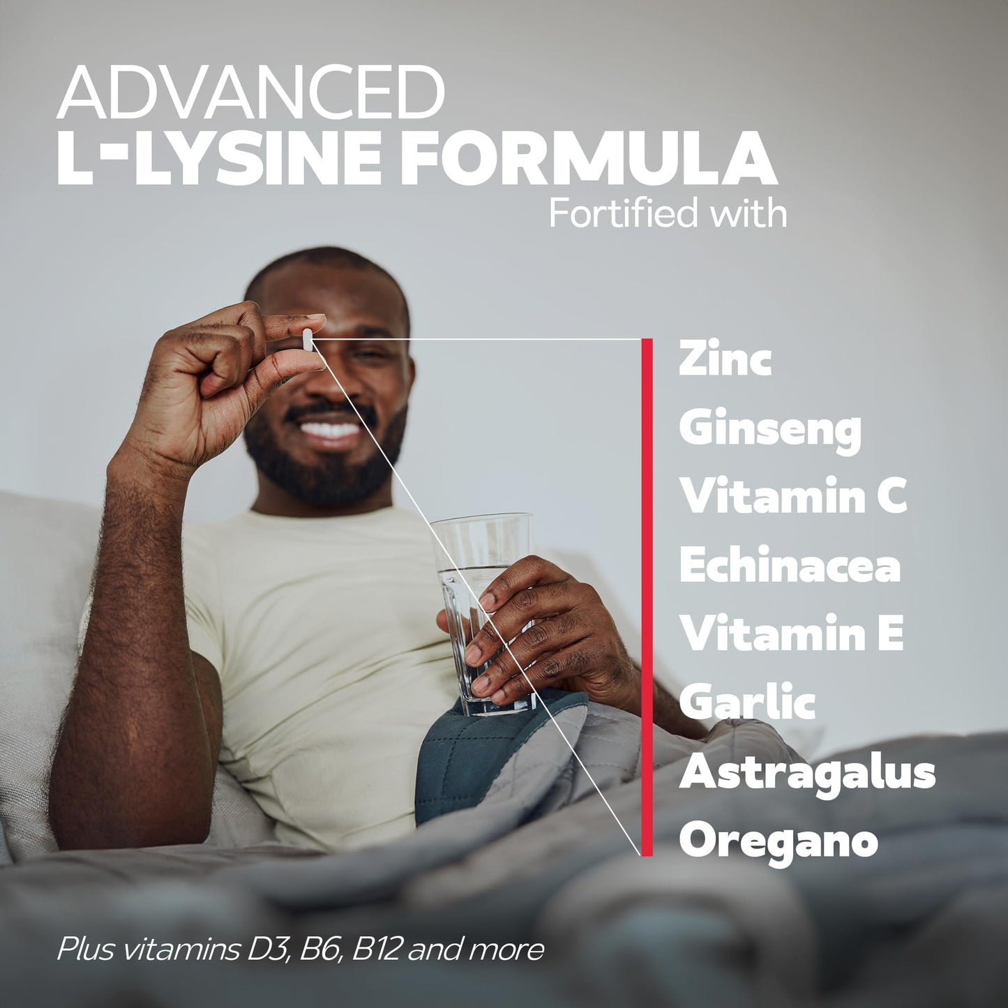 Bravado Labs L-Lysine 250mg Capsules – Immune & Cold Sore Support – Vegan, Non-GMO, Allergen-Free, 3rd-Party Tested, Lisina 1000 mg Organica - Made in USA
