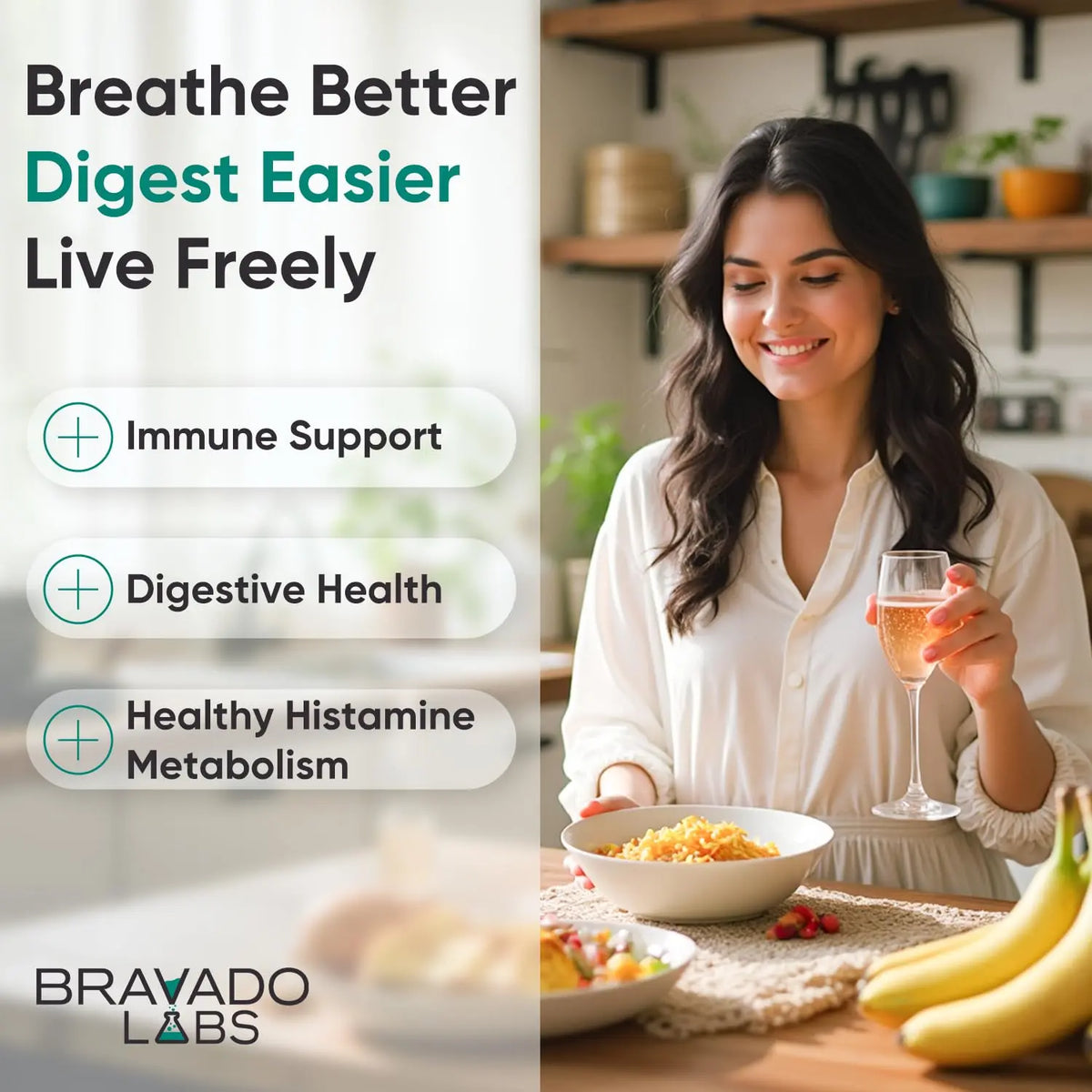 Bravado Labs DAO Histamine Blocker – Extra Potent 30,000 HDU Enzyme, Digest & Immune Support, 120 Caps BritishVita | Premium UK Vitamins & Wellness Supplements