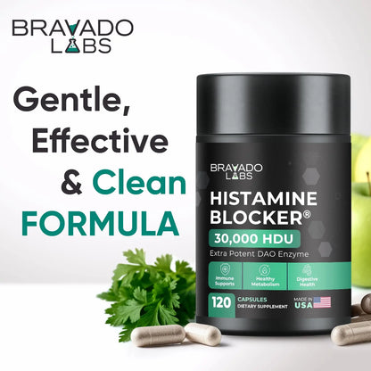 Bravado Labs DAO Histamine Blocker – Extra Potent 30,000 HDU Enzyme, Digest & Immune Support, 120 Caps BritishVita | Premium UK Vitamins & Wellness Supplements