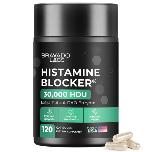 Bravado Labs DAO Histamine Blocker – Extra Potent 30,000 HDU Enzyme, Digest & Immune Support, 120 Caps BritishVita | Premium UK Vitamins & Wellness Supplements