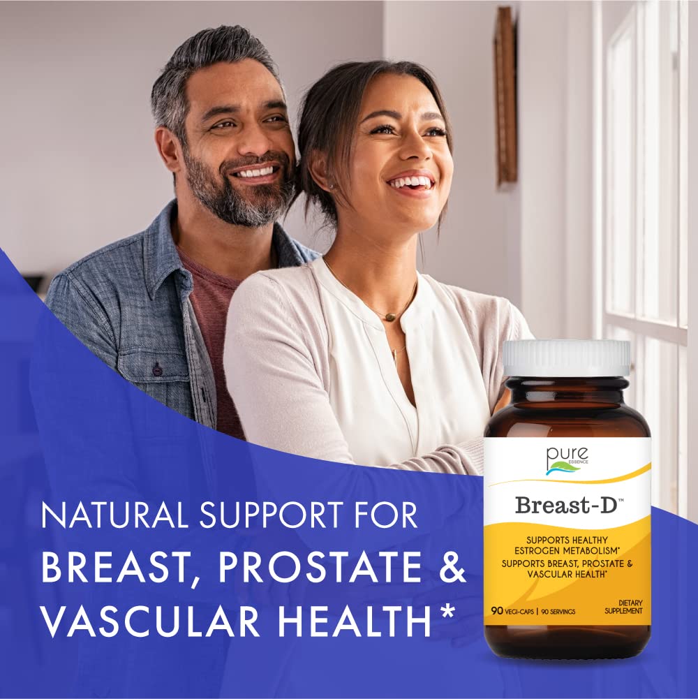 Breast D by Pure Essence – Estrogen Balance, Hormonal Acne & Menopause Support (Vitamin D3, Calcium, Green Tea & Lycopene) – 30 Capsules