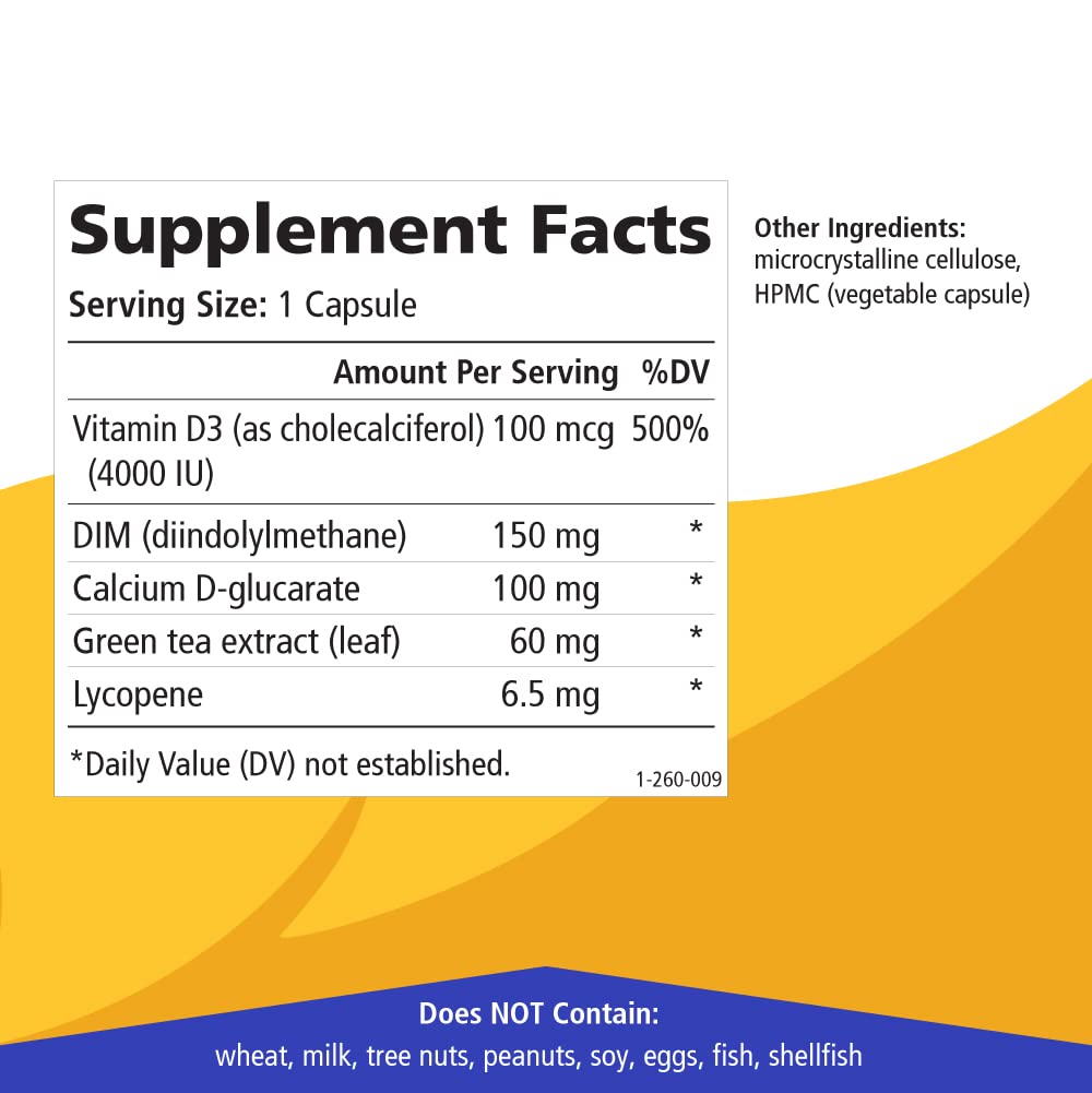 Breast D by Pure Essence – Estrogen Balance, Hormonal Acne & Menopause Support (Vitamin D3, Calcium, Green Tea & Lycopene) – 30 Capsules