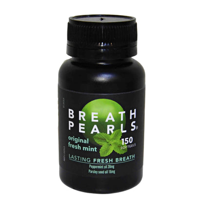 Breath Pearls Original Freshens Breath - 150 Softgels | Peppermint & Parsley Seed Oil