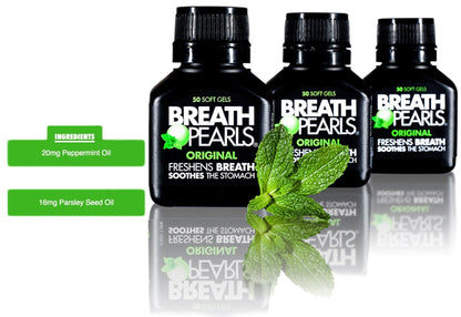 Breath Pearls Original Freshens Breath – 50 Softgels, All Natural